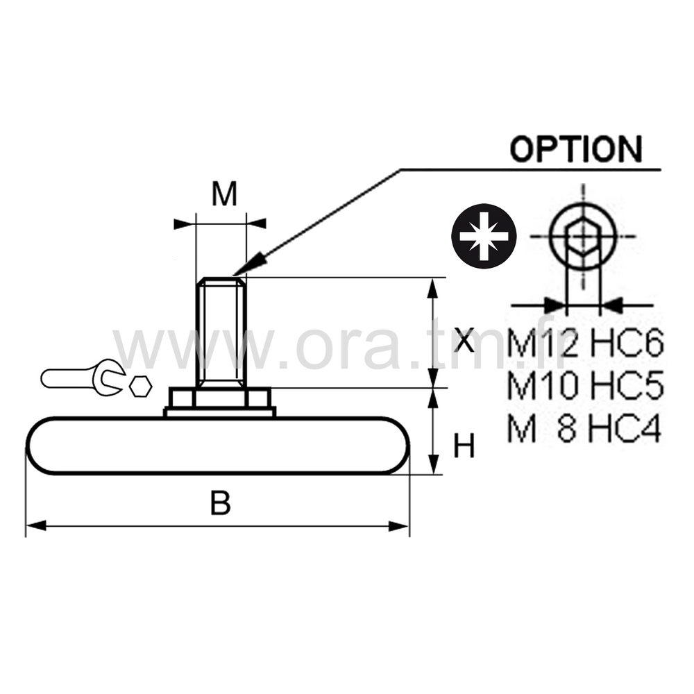 VPX - VERIN RIGIDE - BASE CYLINDRIQUE